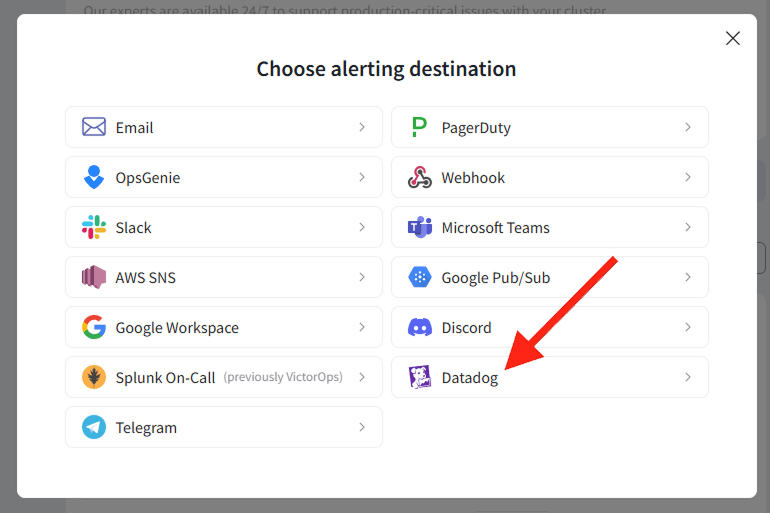 Add Datadog Alert Destination