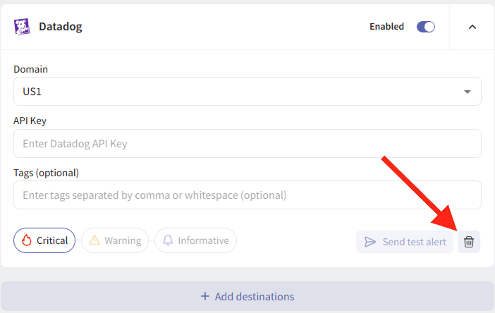 Remove Datadog Alert Destination