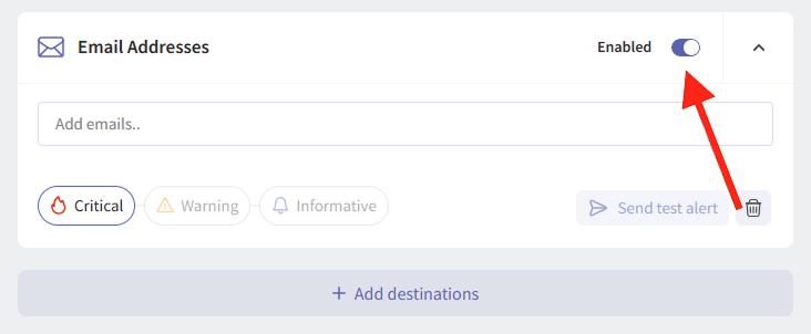 Disable Email Alert Destination