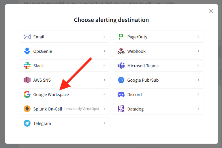 Add Google Workspace Alert Destination
