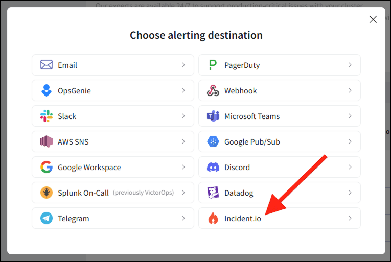 Add Incident.io Alert Destination
