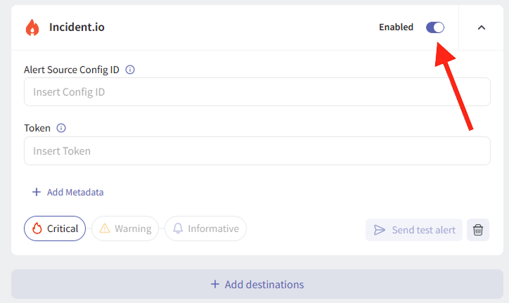 Disable Incident.io Alert Destination