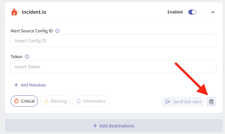 Remove Incident.io Alert Destination