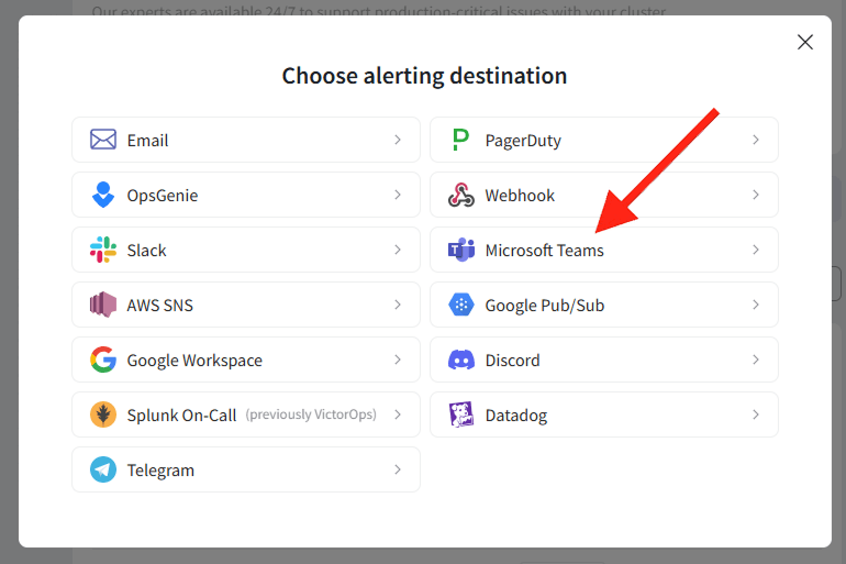 Add Microsoft Teams Alert Destination