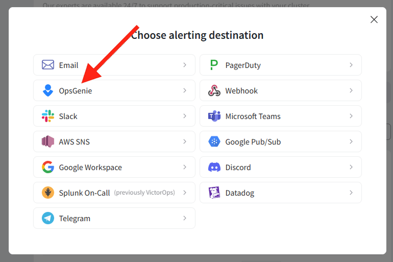 Add OpsGenie Alert Destination