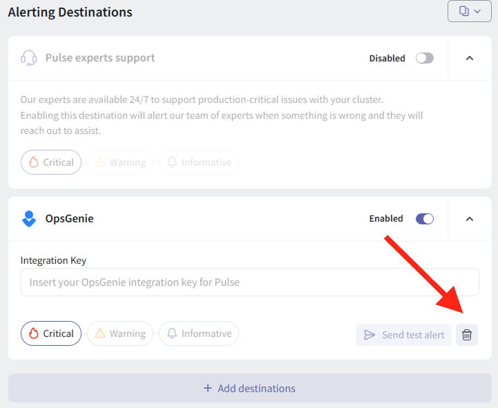 Remove OpsGenie Alert Destination