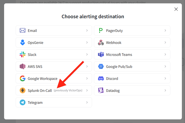 Add Splunk On-Call Alert Destination