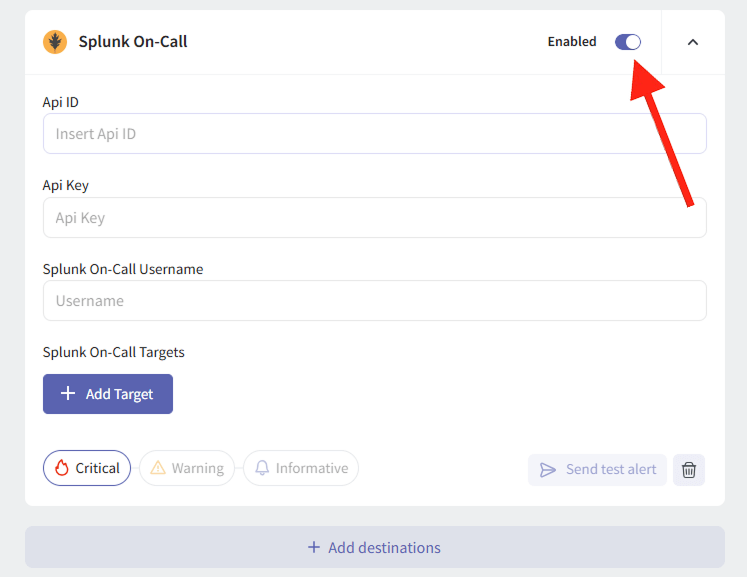 Disable Splunk On-Call Alert Destination
