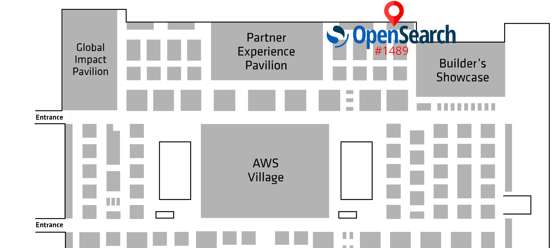 AWS re:Invent 2025 Exhibitor Hall Map - Booth #1489 Location