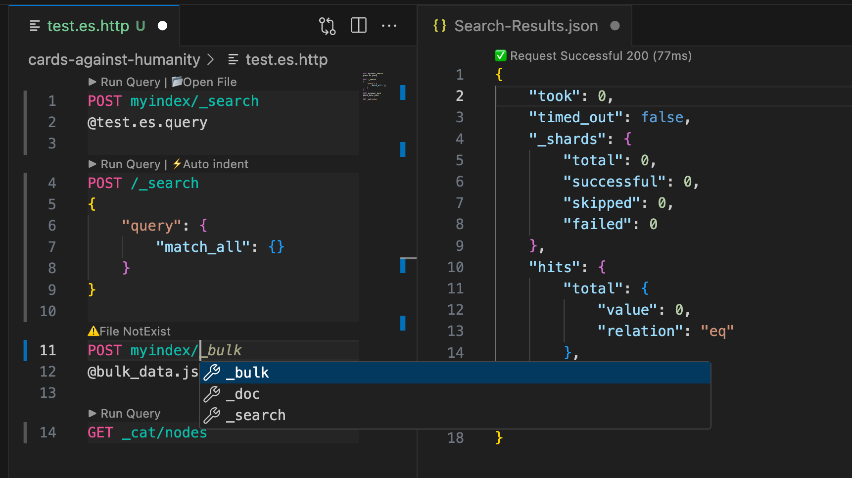 Elasticsearch DevTools Interface